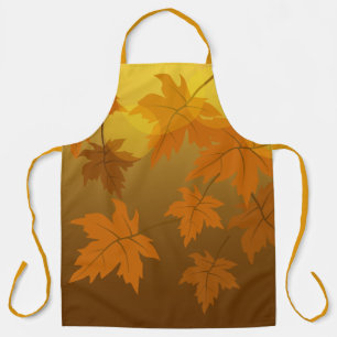 Autumn pattern with falling maple leaves and bokeh apron
