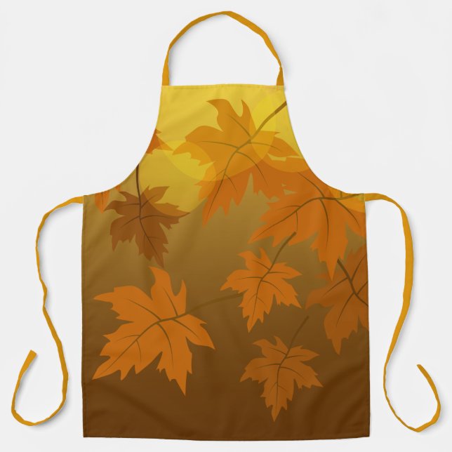 Autumn pattern with falling maple leaves and bokeh apron (Front)
