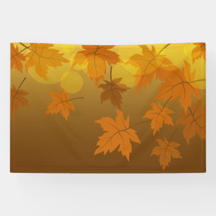 Autumn pattern with falling maple leaves and bokeh banner
