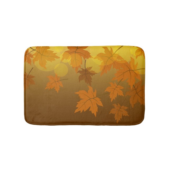 Autumn pattern with falling maple leaves and bokeh bath mat (Front)
