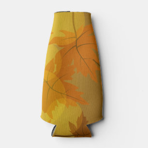 Autumn pattern with falling maple leaves and bokeh bottle cooler