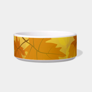 Autumn pattern with falling maple leaves and bokeh bowl