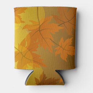 Autumn pattern with falling maple leaves and bokeh can cooler