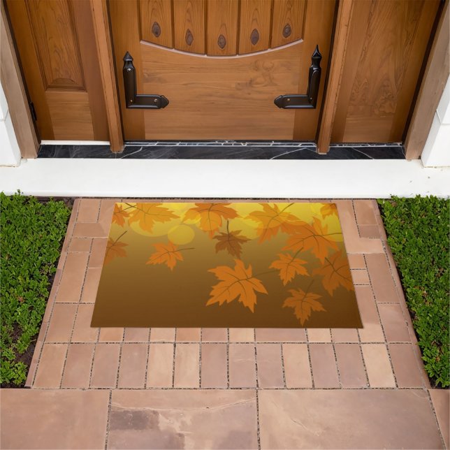 Autumn pattern with falling maple leaves and bokeh doormat (Outdoor)