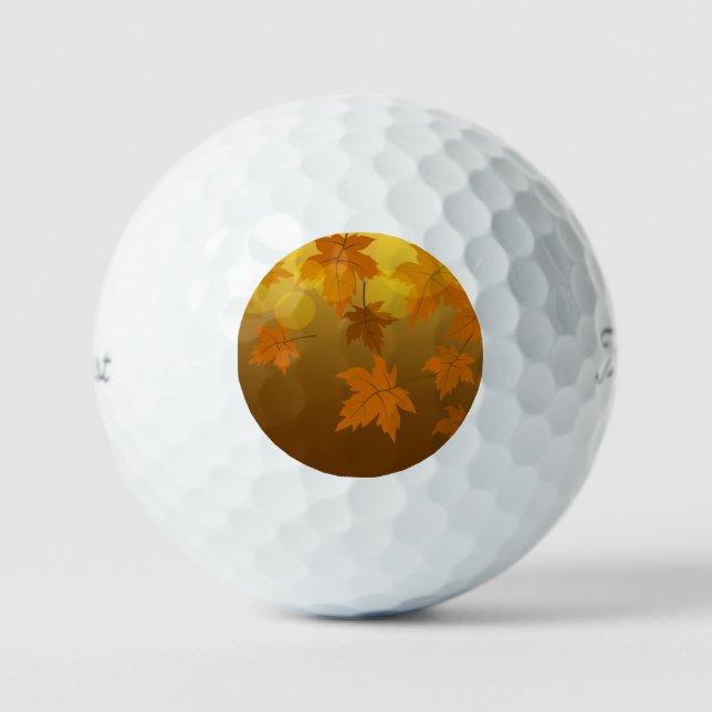 Autumn pattern with falling maple leaves and bokeh golf balls (Front)