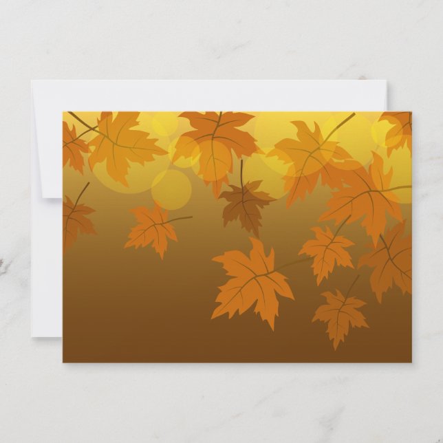 Autumn pattern with falling maple leaves and bokeh holiday card (Front)