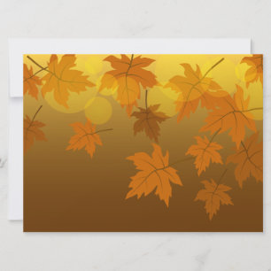 Autumn pattern with falling maple leaves and bokeh holiday card