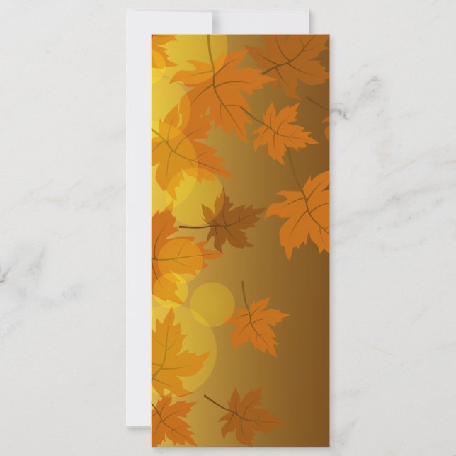 Autumn pattern with falling maple leaves and bokeh invitation (Front)