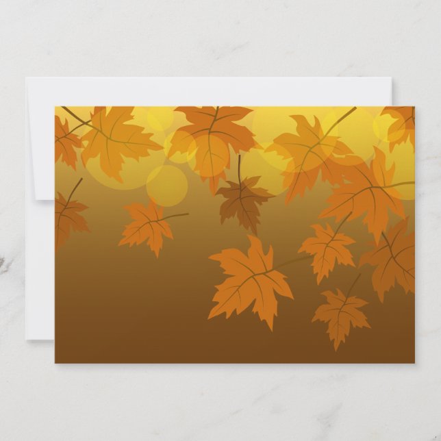 Autumn pattern with falling maple leaves and bokeh invitation (Front)