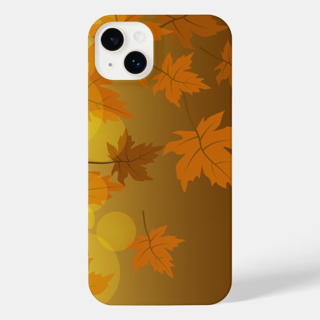 Autumn pattern with falling maple leaves and bokeh iPhone case (Back)