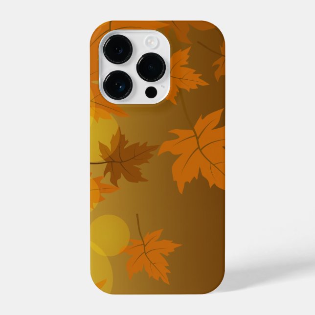 Autumn pattern with falling maple leaves and bokeh iPhone case (Back)