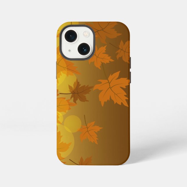 Autumn pattern with falling maple leaves and bokeh iPhone case (Back)