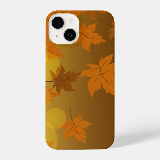Autumn pattern with falling maple leaves and bokeh iPhone case (Back)