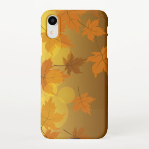 Autumn pattern with falling maple leaves and bokeh iPhone case