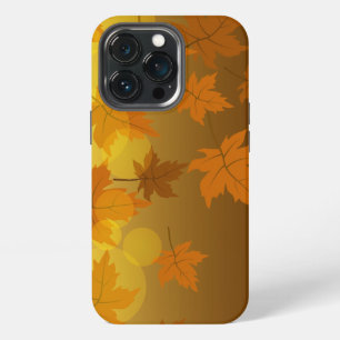Autumn pattern with falling maple leaves and bokeh iPhone 13 pro case