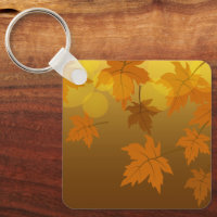 Autumn pattern with falling maple leaves and bokeh