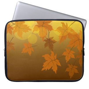 Autumn pattern with falling maple leaves and bokeh laptop sleeve