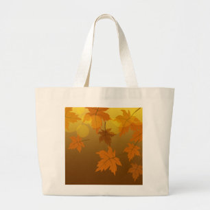 Autumn pattern with falling maple leaves and bokeh large tote bag