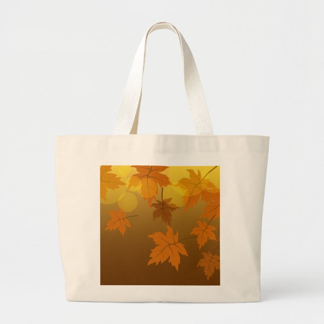 Autumn pattern with falling maple leaves and bokeh large tote bag (Front)