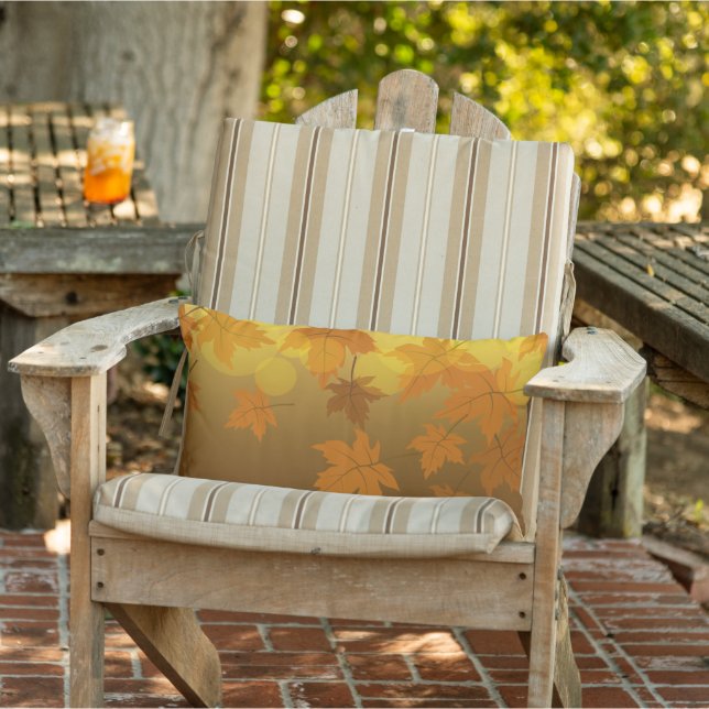 Autumn pattern with falling maple leaves and bokeh lumbar cushion (Chair)