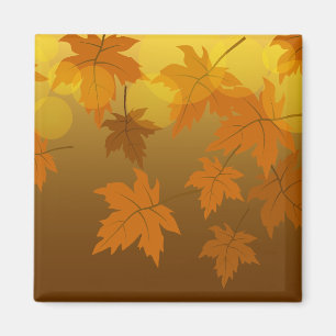 Autumn pattern with falling maple leaves and bokeh magnet