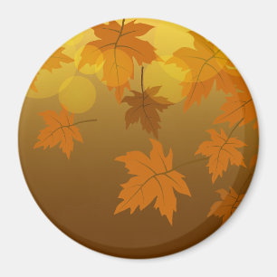 Autumn pattern with falling maple leaves and bokeh magnet