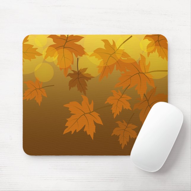 Autumn pattern with falling maple leaves and bokeh mouse pad (With Mouse)