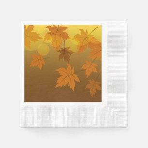Autumn pattern with falling maple leaves and bokeh napkin