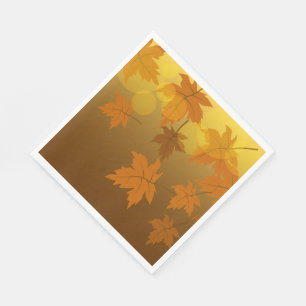 Autumn pattern with falling maple leaves and bokeh napkin
