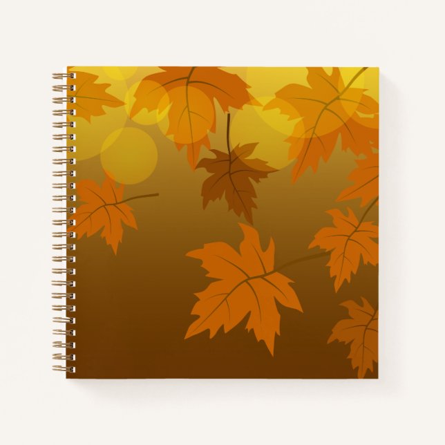 Autumn pattern with falling maple leaves and bokeh notebook (Front)