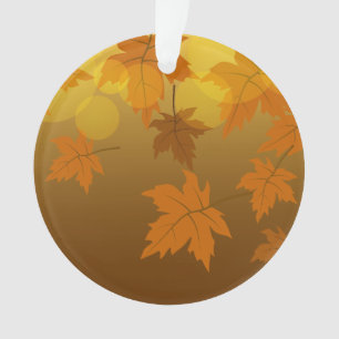 Autumn pattern with falling maple leaves and bokeh ornament