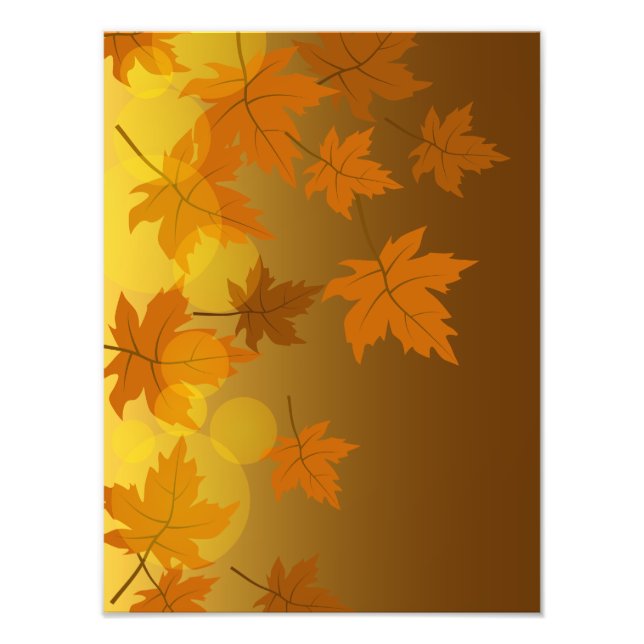 Autumn pattern with falling maple leaves and bokeh photo print (Front)