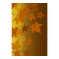 Autumn pattern with falling maple leaves and bokeh