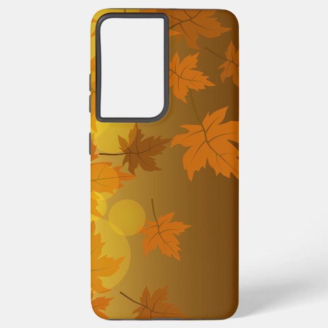 Autumn pattern with falling maple leaves and bokeh samsung galaxy s21+ case (Back)
