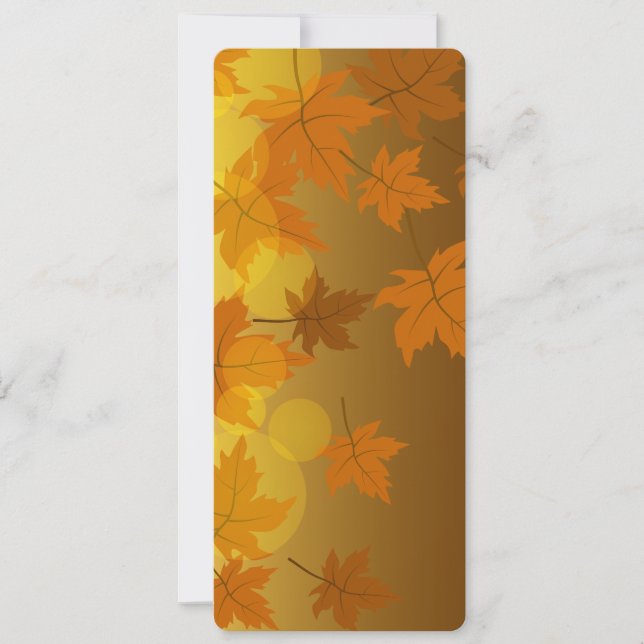 Autumn pattern with falling maple leaves and bokeh save the date (Front)