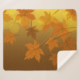 Autumn pattern with falling maple leaves and bokeh sherpa blanket
