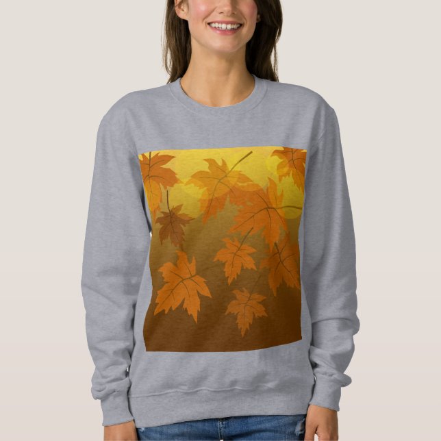 Autumn pattern with falling maple leaves and bokeh sweatshirt (Front)