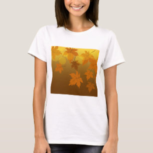 Autumn pattern with falling maple leaves and bokeh T-Shirt