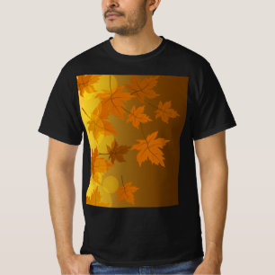 Autumn pattern with falling maple leaves and bokeh T-Shirt