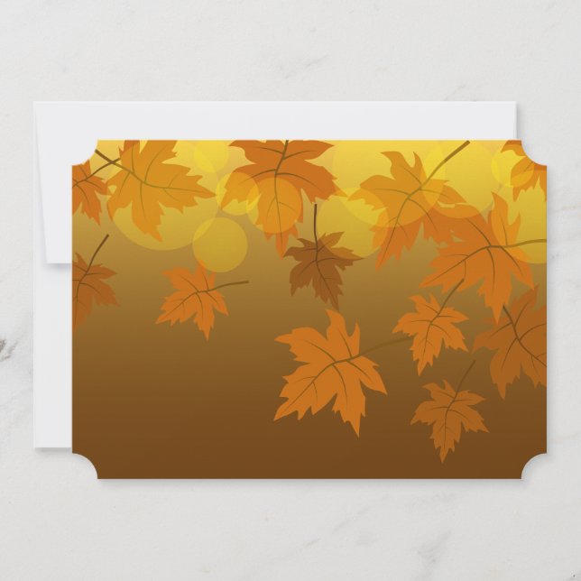 Autumn pattern with falling maple leaves and bokeh thank you card (Front)