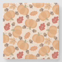 Autumn Pattern With Pumpkins, Acorns and Leaves