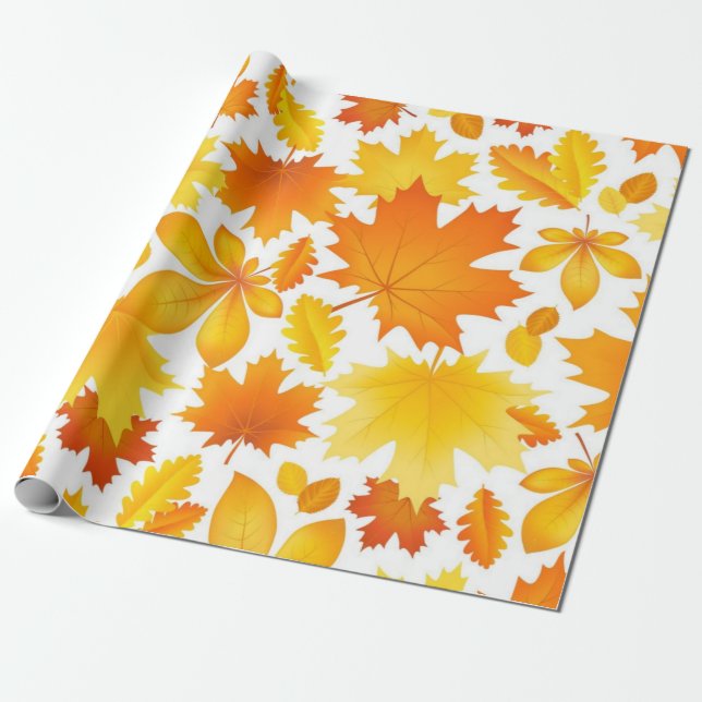 Autumn pattern wrapping paper (Unrolled)