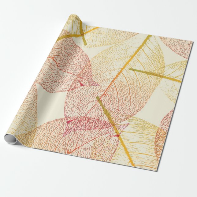Autumn pattern wrapping paper (Unrolled)