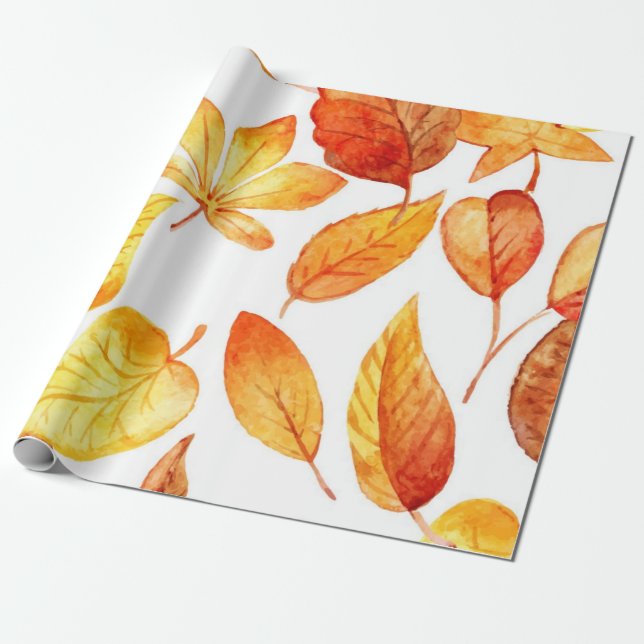Autumn pattern wrapping paper (Unrolled)