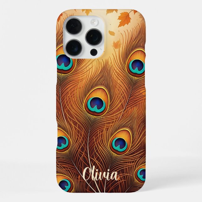 Autumn Peacock Feather Fall iPhone Case (Back)