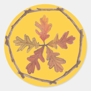 Autumn Pentagram Classic Round Sticker