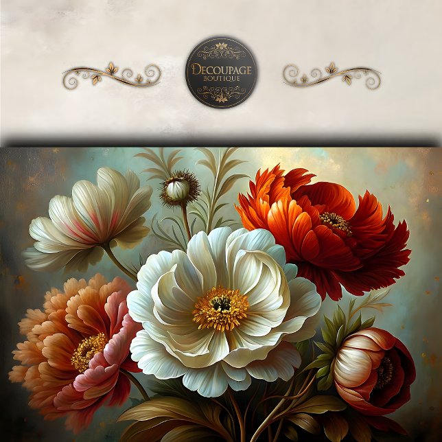 Autumn Peonies Decoupage Tissue Paper (Autumn Peonies Decoupage Tissue Paper)