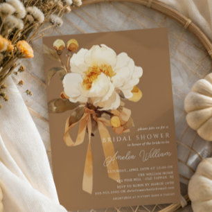 Autumn Peony Floral Bridal Shower  Invitation