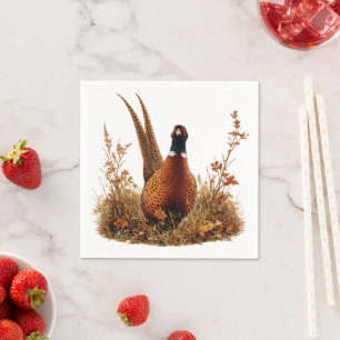 Autumn Pheasant Oil Painting Napkin
