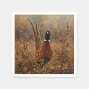 Autumn Pheasant Oil Painting Napkin